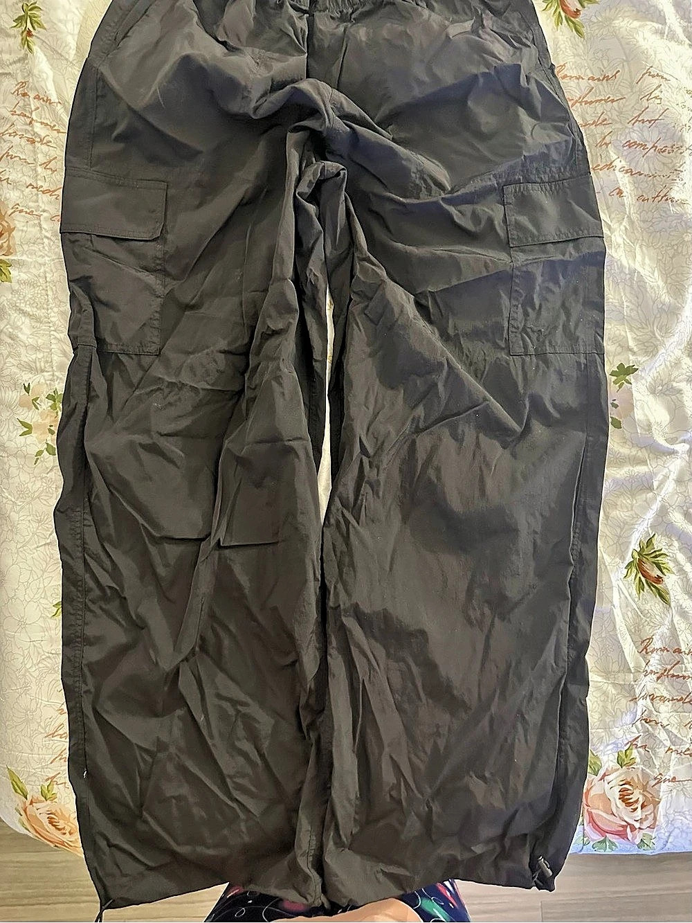 Victoria's Secret PINK Black Cargo Track Pants Size Large Like New